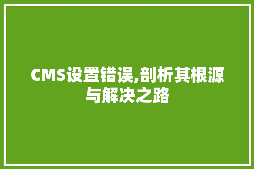 CMS设置错误,剖析其根源与解决之路 必应SEO