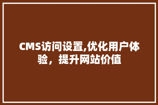 CMS访问设置,优化用户体验，提升网站价值 必应SEO