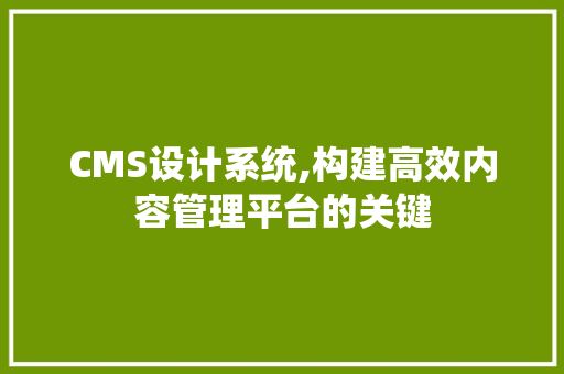 CMS设计系统,构建高效内容管理平台的关键 必应SEO