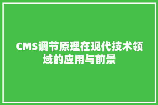 CMS调节原理在现代技术领域的应用与前景 神马SEO