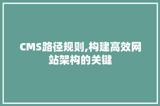 CMS路径规则,构建高效网站架构的关键