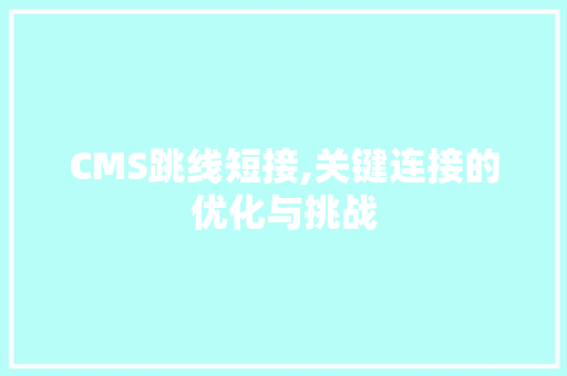 CMS跳线短接,关键连接的优化与挑战 SEO关键词