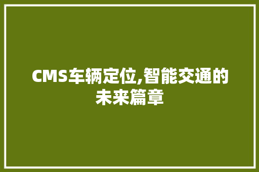 CMS车辆定位,智能交通的未来篇章