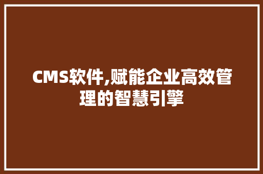 CMS软件,赋能企业高效管理的智慧引擎 必应SEO