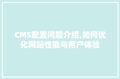 CMS配置问题介绍,如何优化网站性能与用户体验 SEO关键词