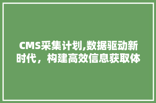 CMS采集计划,数据驱动新时代，构建高效信息获取体系