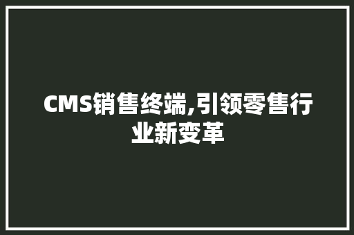 CMS销售终端,引领零售行业新变革 网站建设公司