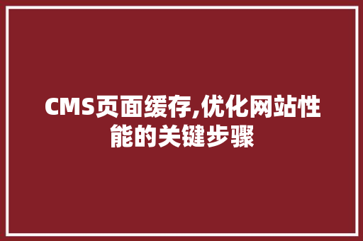 CMS页面缓存,优化网站性能的关键步骤 百度SEO