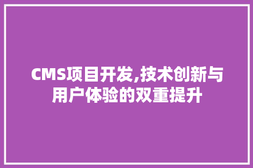 CMS项目开发,技术创新与用户体验的双重提升 必应SEO