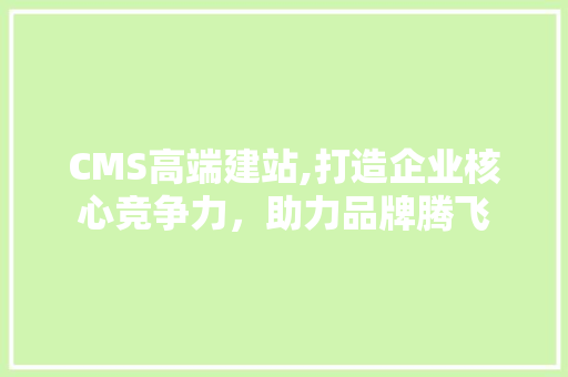 CMS高端建站,打造企业核心竞争力，助力品牌腾飞