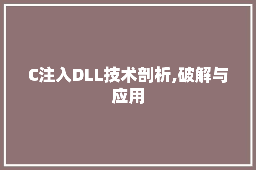 C注入DLL技术剖析,破解与应用