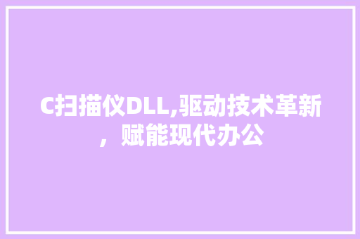 C扫描仪DLL,驱动技术革新，赋能现代办公