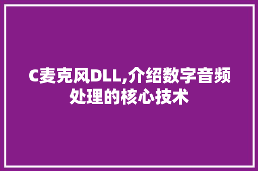 C麦克风DLL,介绍数字音频处理的核心技术