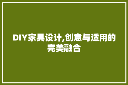 DIY家具设计,创意与适用的完美融合 神马SEO