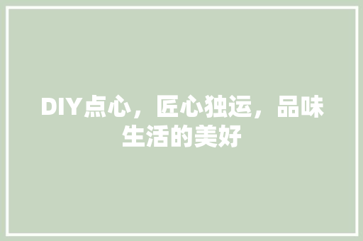 DIY点心，匠心独运，品味生活的美好 神马SEO