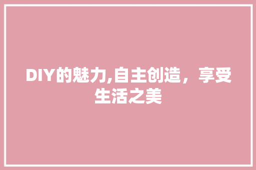 DIY的魅力,自主创造，享受生活之美