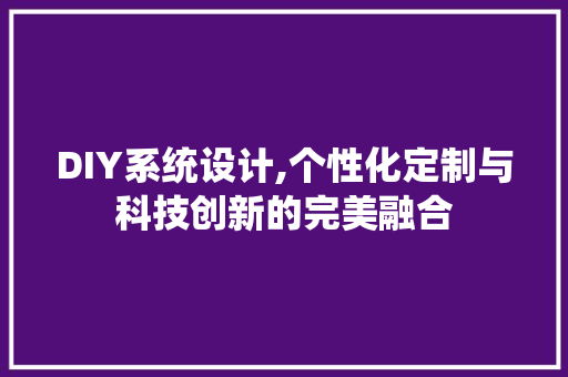 DIY系统设计,个性化定制与科技创新的完美融合 搜狗SEO