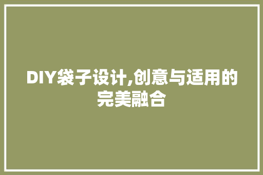 DIY袋子设计,创意与适用的完美融合