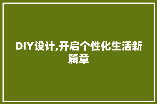 DIY设计,开启个性化生活新篇章 百度SEO