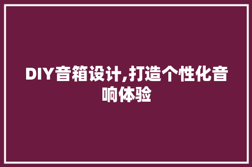 DIY音箱设计,打造个性化音响体验 网站建设公司