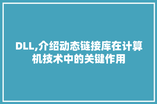 DLL,介绍动态链接库在计算机技术中的关键作用