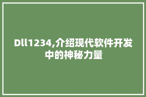 Dll1234,介绍现代软件开发中的神秘力量 神马SEO