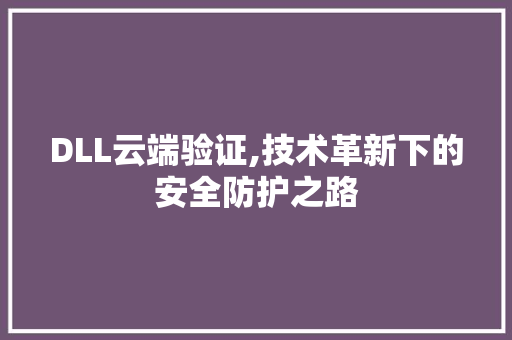 DLL云端验证,技术革新下的安全防护之路