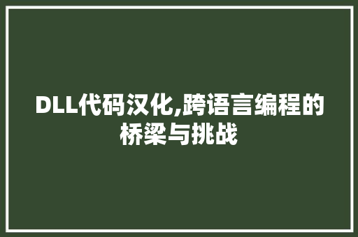 DLL代码汉化,跨语言编程的桥梁与挑战