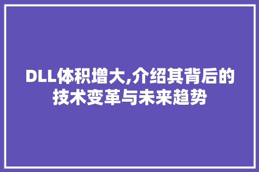 DLL体积增大,介绍其背后的技术变革与未来趋势