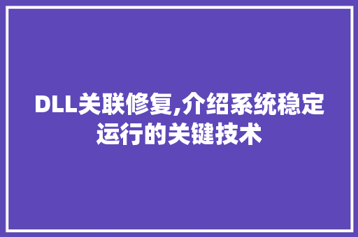 DLL关联修复,介绍系统稳定运行的关键技术 SEO关键词
