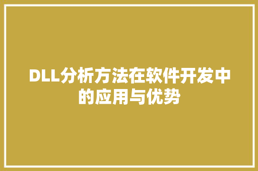 DLL分析方法在软件开发中的应用与优势 SEO关键词