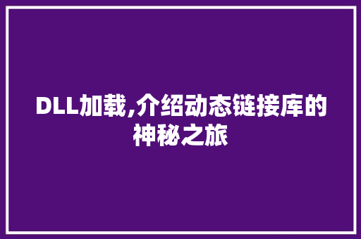 DLL加载,介绍动态链接库的神秘之旅 百度SEO