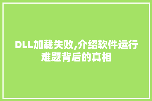 DLL加载失败,介绍软件运行难题背后的真相