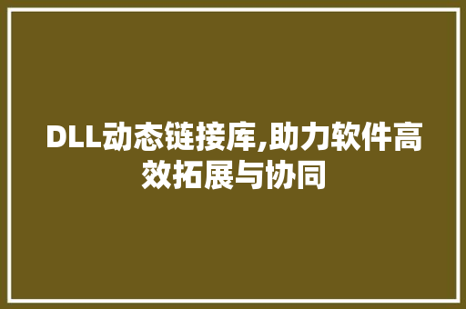 DLL动态链接库,助力软件高效拓展与协同