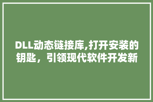 DLL动态链接库,打开安装的钥匙，引领现代软件开发新潮流