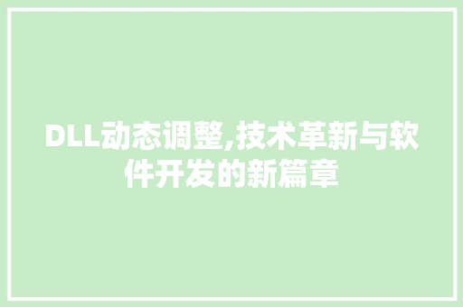 DLL动态调整,技术革新与软件开发的新篇章