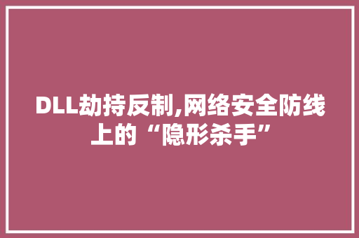 DLL劫持反制,网络安全防线上的“隐形杀手”