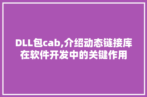 DLL包cab,介绍动态链接库在软件开发中的关键作用