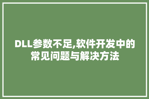 DLL参数不足,软件开发中的常见问题与解决方法