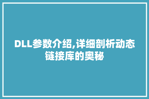 DLL参数介绍,详细剖析动态链接库的奥秘
