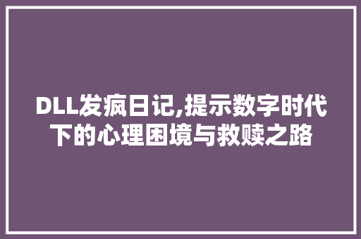 DLL发疯日记,提示数字时代下的心理困境与救赎之路 神马SEO