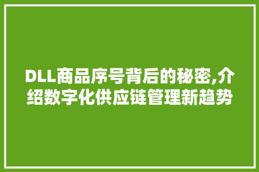DLL商品序号背后的秘密,介绍数字化供应链管理新趋势