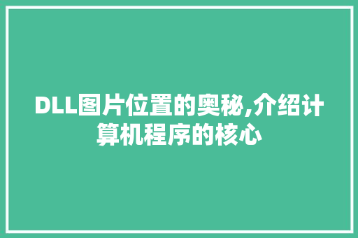 DLL图片位置的奥秘,介绍计算机程序的核心 搜狗SEO