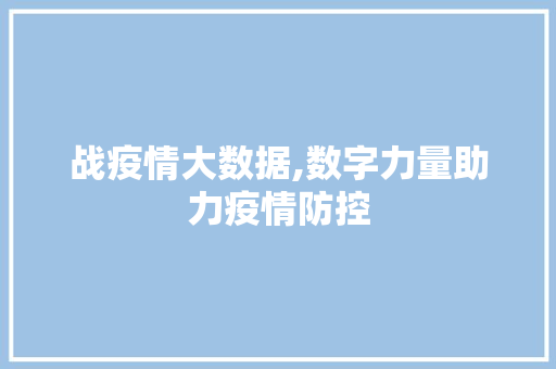 战疫情大数据,数字力量助力疫情防控