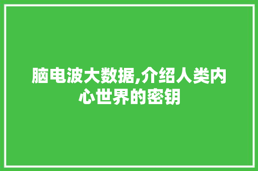 脑电波大数据,介绍人类内心世界的密钥