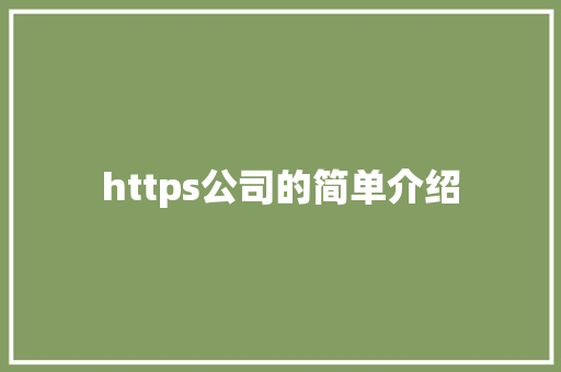 https公司的简单介绍 https公司的简单介绍 网站建设公司