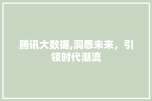 腾讯大数据,洞悉未来，引领时代潮流