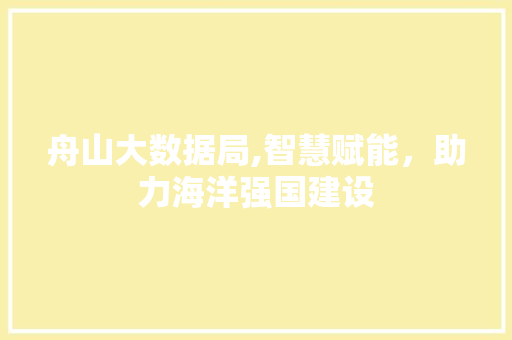 舟山大数据局,智慧赋能，助力海洋强国建设