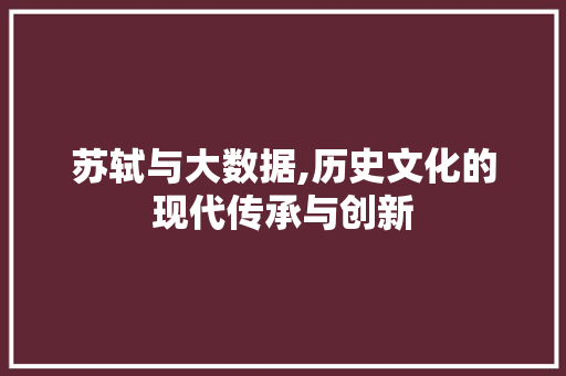 苏轼与大数据,历史文化的现代传承与创新
