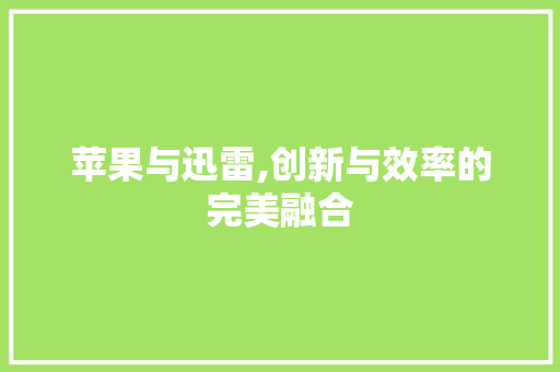 苹果与迅雷,创新与效率的完美融合 百度SEO 苹果与迅雷,创新与效率的完美融合 百度SEO